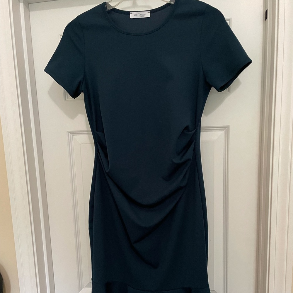 Dark teal formal maternity dress